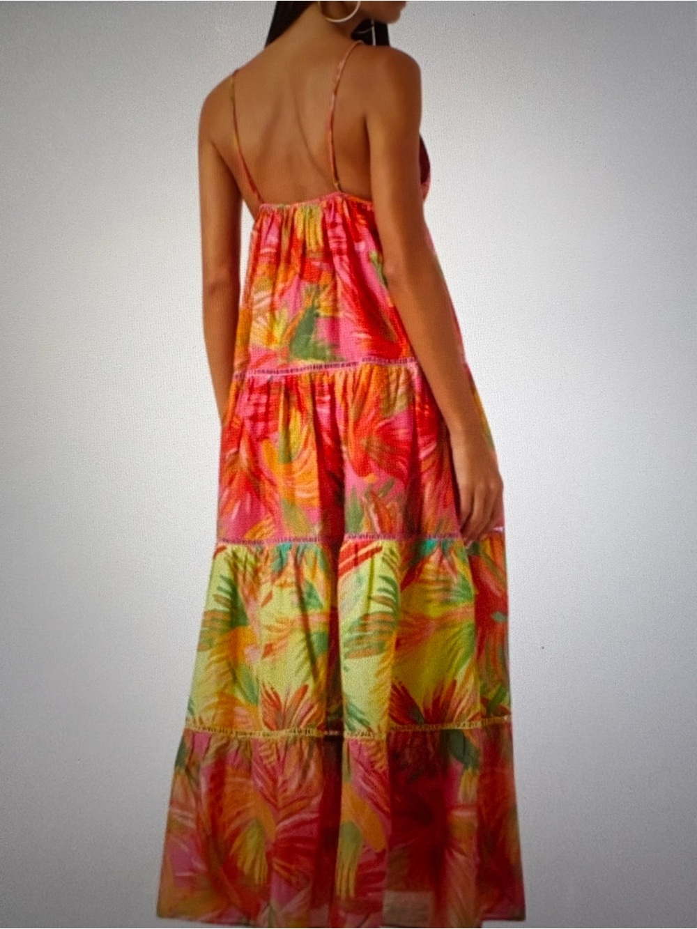 FARM Rio Pink, Green & Orange Tropical Tiered Maxi Dress - Picture 4 of 9